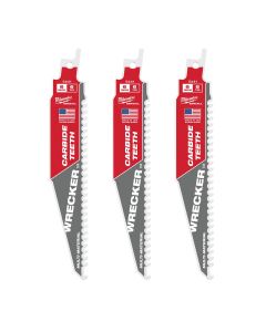 MLW48-00-5341 image(1) - Milwaukee Tool 6" 6 TPI THE WRECKER with Carbide Teeth SAWZALL Blade 3PK