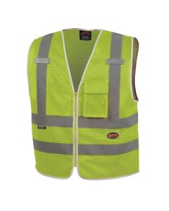 Pioneer - Mesh 8-Pocket Safety Vest - Hi-Vis Yellow/Green - Size Medium