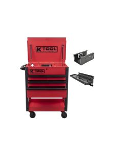 KTI75119KIT image(0) - K Tool International Service Cart 35 in. Premium 4 Drawer 500 lb. (Matte Red) w/ Megnetic Accessories