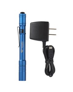 STL66139 image(0) - Streamlight Stylus Pro USB Bright Rechargeable LED Penlight - Blue: Rechargeable battery, 120V AC Charge cord, Pocket clip, Nylon holster