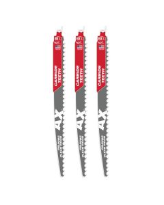 MLW48-00-5333 image(0) - Milwaukee Tool 12" 3 TPI The AX with Carbide Teeth for Pruning & Clean Wood SAWZALL Blade 3PK