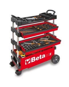 BTA027000203 image(1) - Beta Tools USA Folding Mobile Tool Cart, Red