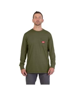 MLW606GN-L image(0) - Milwaukee Tool GRIDIRON Pocket T-Shirt - Long Sleeve Green L