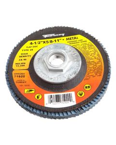 Forney Industries Flap Disc, High Density, Type 29, 4-1/2 in x 5/8 in-11, ZA40 5 PK