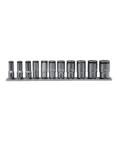 KKNRS2350X-11 image(0) - Ko-ken USA Special 1/4 Sq. Dr. Semi-Deep NUT GRIP&Acirc;&reg; Socket Set  5-14mm - 11 pieces