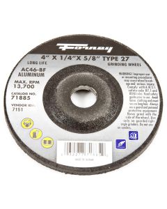 FOR71885 image(0) - Forney Industries Grinding Wheel, Aluminum, Type 27, 4 in x 1/4 in x 5/8 in