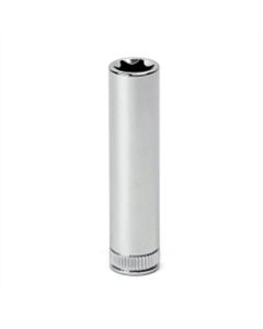 VIMVDE10 image(0) - VIM Tools E10 Deep TORX Socket, 1/4 Inch Square Drive, 2 Inch Long with Knurl, Satin Chrome, VIM Brand