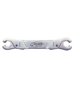 SUR&R Versatile line wrench featuring unique ratcheting push on / pull off operation. Designed for convenient, single-handed use. Sizes: 14mm (9/16&rdquo;) & 15mm (19/32&rdquo;)