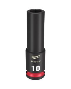 MLW49-66-6152 image(0) - Milwaukee Tool SHOCKWAVE Impact Duty  3/8"Drive 10MM Deep 6 Point Socket