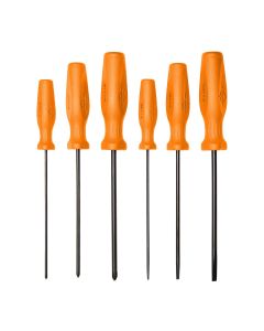 MAY27021LTHVO image(0) - Mayhew Mayhew Hi Vis Orange 6 PC Long Slotted & Phillips Screwdriver Set