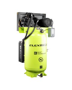 LEGFS050V80Y1 image(0) - Legacy Manufacturing Flexzilla&reg; Air Compressor with Silencer&trade;, Stationary, Splash Lubricated, 5 HP, 80 Gallon, 230 Volt, 1-Phase, 2-Stage, Vertical, ZillaGreen&trade;