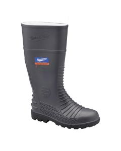 Steel Toe Gumboots-Waterproof, Metarsal Guard, Puncture Resistant Midsole, Grey, AU size 5, US size 6