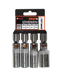 SRRSRSP4 image(0) - SUR&R SRSP4 4-Piece 3/8&rdquo; Drive Spring-Return Spark Plug Socket Set makes spark plug removal/replacement easier and faster