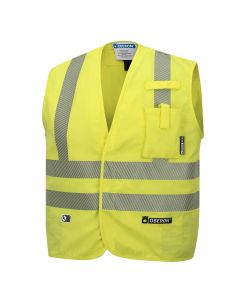 OBRZFA106-L image(0) - OBERON Safety Vest - Hi-Vis FR/ARC-Rated 7.5 oz 88/12 - Snap Closure - Hi-Vis Yellow - Size: L