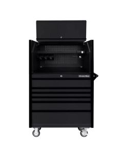 EXTDX4107HRMK image(0) - Extreme Tools DX Series 41in W x 25in D Extreme Power Workstation&reg; Hutch and 6 Drawer 25in Deep Roller Cabinet - Matte Black with Black Trim 100-200 lb. Slides