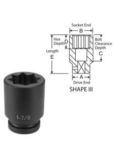 GRE4548SD image(0) - Grey Pneumatic 1" Drive x 1-1/2" Deep - 8 Point