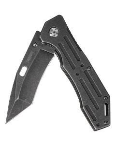 KER1302BWX image(1) - Kershaw Kershaw Lifter (1302BW); Tactical Tanto Pocket Knife with 3.5 Inch 4Cr14 Steel Blackwashed Blade with Stainless Steel Blackwash Handle, SpeedSafe Assisted Opening and Deep-Carry Pocketclip; 3.2 OZ.