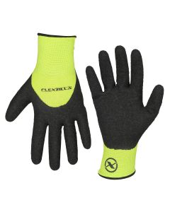 Flexzilla&reg; Pro 3/4 Crinkle Latex Dip Gloves, Crinkle Latex Palm, Black/ZillaGreen&trade;, L