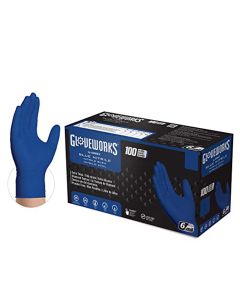 Ammex Corporation Gloveworks Royal Blue Nitrile Raised Diamond Texture Disposable Gloves, Size X-Large