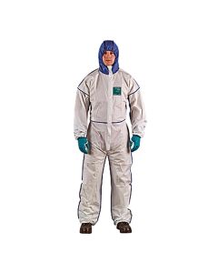 Ansell ALPHATEC 681800C BOUND SMS HOOD BACK LEG COVERALL WHT NVY SIZE S