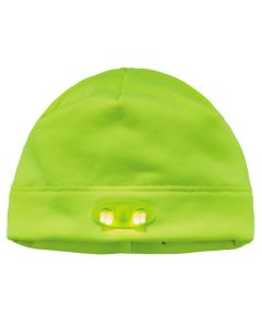 ERG16802 image(1) - Ergodyne 6804 Lime Skull Cap Beanie Hat with LED Lights