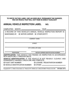 Tire Mechanic's Resource Annual Vehicle Inspection Label - Vinyl w/ Mylar L