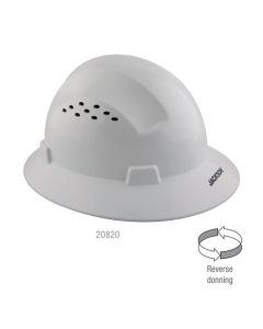 Jackson Safety Advantage Hard Hat, Vented, Full Brim, White