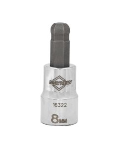 MAY16322 image(0) - Mayhew Mayhew 8 MM Metric Ball Hex Short Insert Socket Bit, 3/8-Inch Drive