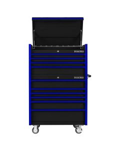 EXTDX4110CRKU image(2) - Extreme Tools DX Series 41"Wx25"D 4 Drawer Top Chest & 6 Drawer Roller Cabinet Combo - Black, Blue Drawer Pulls