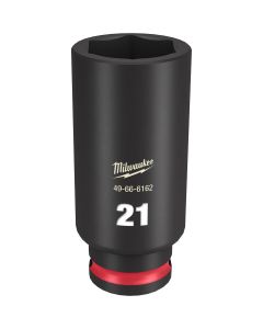 MLW49-66-6162 image(0) - Milwaukee Tool SHOCKWAVE Impact Duty  3/8"Drive 21MM Deep 6 Point Socket