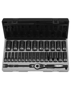 GRE82629MD image(0) - Grey Pneumatic 1/2" Dr. 29pc Metric Deep Duo-Socket Set - 6 Pt.