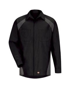 Workwear Outfitters Men's Long Sleeve Diamond Plate Shirt Black