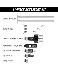 LEGAG1211FZ image(0) - Legacy Manufacturing Flexzilla&reg; X3 Blow Gun Kit 11-Piece, ZillaGreen&reg;