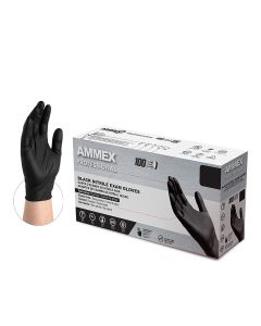 Ammex Corporation AMMEX Black Nitrile PF Exam Gloves, X-Large