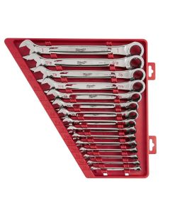 MLW48-22-9416 image(0) - 15-PC RATCHETING COMBI WRENCH SET SAE MAX BITE OPEN-END GRIP