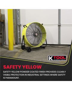 KTI77740 image(13) - K Tool International 24" Direct Drive Tilting Industrial Drum Fan, Safety Yellow