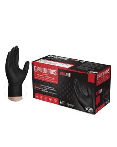 AMXGWBN46100 image(0) - Gloveworks Heavy Duty Black Nitrile Gloves Large