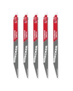 MLW48-00-5543 image(1) - Milwaukee Tool 12" 6 TPI THE WRECKER(TM) with Carbide Teeth SAWZALL(R) Blade 5 PK