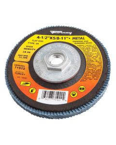 FOR71922 image(0) - Forney Industries Flap Disc, High Density, Type 29, 4-1/2 in x 5/8 in-11, ZA80