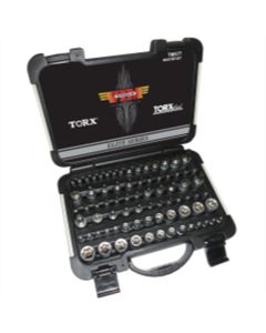 VIMTMS77 image(1) - VIM Tools Master TORX Driver Set 77 Piece All TORX, And TORX Plus Drivers And Sockets, Includes TORX, TORX TP, TORX Plus 6 Point - TORX Plus 5 Point - And TORX And TORX Plus Sockets. Satin Chrome Sockets And Bit Holders with Gun Metal 