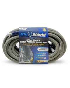 BLBPW3850-CP-NM image(0) - BluShield Aramid Braided 3/8" Rubber Pressure Washer Hose, Non Marking with Quick Connect Coupler Plug, 4100PSI, Heavy Duty, Lightweight - 50 Feet