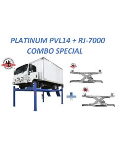 ATEAP-PVL14-COMBO image(0) - Atlas Automotive Equipment Atlas Equipment Platinum PVL14 4-Post Lift + RJ7000 Rolling Jacks ALI Certified Combo (WILL CALL)