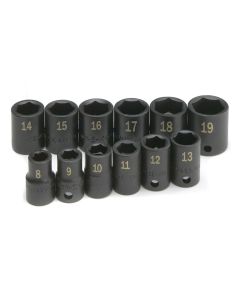 S K Hand Tools SOCKET SET IMPACT 3/8IN. DRIVE 12PC STD 6 POINT