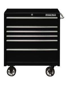 Extreme Tools PWS Series 36in W x 25in D x 42.5in H 6-Drawer Roller Cabinet 100 lbs Slides, Textured Black w Chrome Drawer Pulls