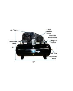 ATEMPAF9-120H image(1) - Atlas Automotive Equiopment 7.5HP 120 Gallon Horizontal Air Compressor