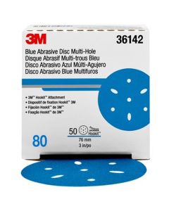 MMM36142 image(0) - 3M Hookit Blue Abrasive Disc Multihole 4bx. per ca
