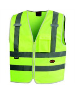 SRWV1025160U-L image(0) - Pioneer - Multi-Pocket Safety Vest - Hi-Vis Yellow/Green - Size Large