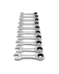 10 Pc. 12 Point Stubby Ratcheting Combination Metric Wrench Set