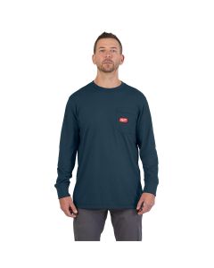 MLW606BL-S image(0) - GRIDIRON Pocket T-Shirt - Long Sleeve Blue S