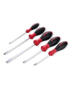 Wiha Tools 5 Piece SoftFinish Set Includes: Phillips #1 x 80mm, Phillips #2 x 100mm, Slotted 8.0mm x 150mm, Slotted 6.5mm x 150mm, and Slotted 4.5mm x 125mm